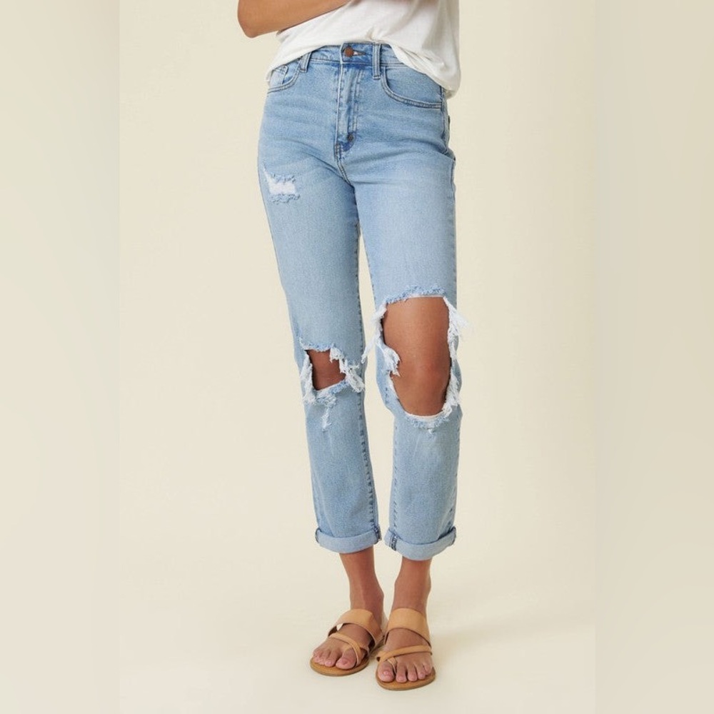 distressed cropped jeans